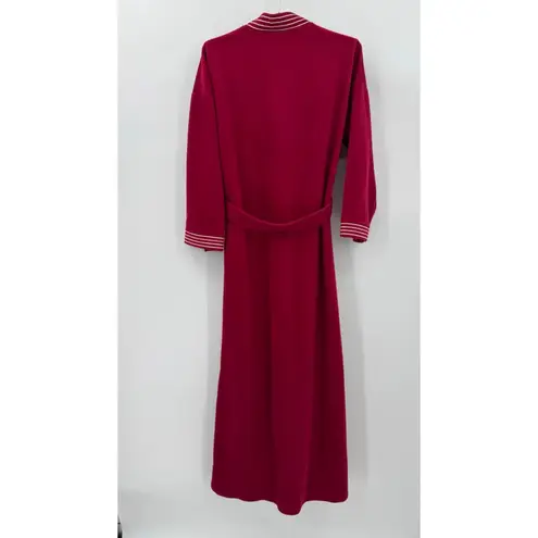Vintage 80s Burgundy Bath Robe Open Front Tie Waist Union Made in the USA Large Red