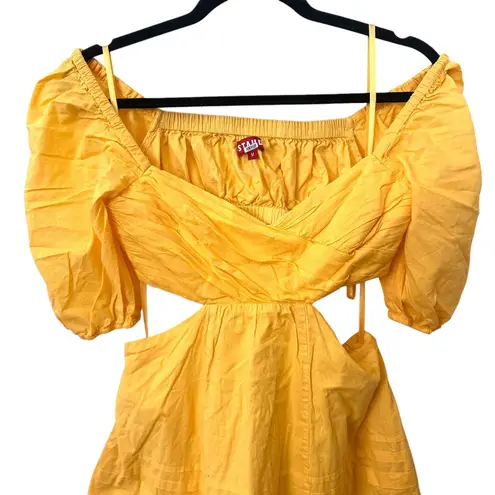 STAUD Carina Cutout Colorblock Midi Dress Yellow Medium