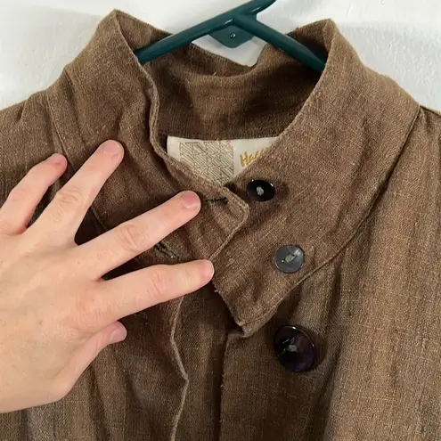Vintage Haggerty Art Wear army green button down linen shirt / shacket Size M