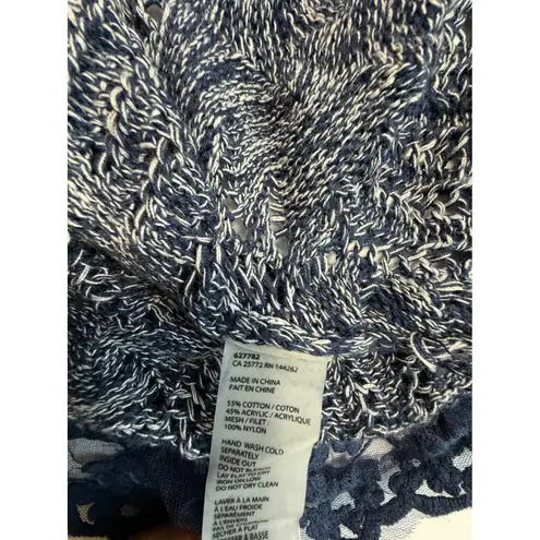 Fly London FYLO London Blue Knit Sweater with Lace Trim Long Sleeve Pullover Top - Image 6