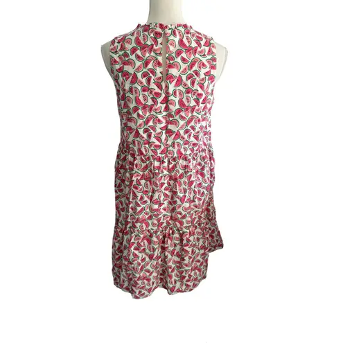 J CREW High Neck Watermelon Print Tiered Dress Size 4 Pink
