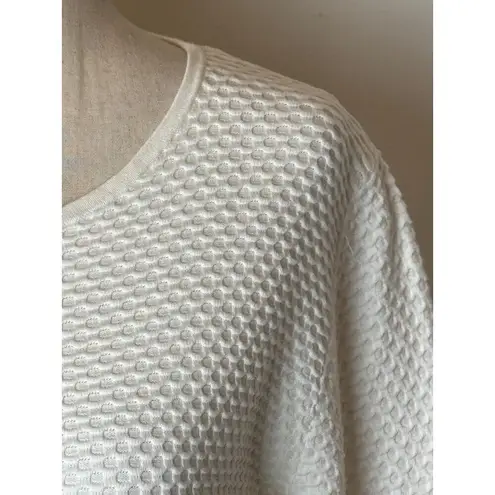 COS Shirt Women Small Ivory Cotton Textured Knit Crew Neck Long Sleeve Top