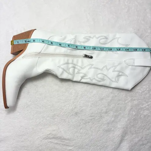White Western Cowgirl Faux Leather Boots Size 5