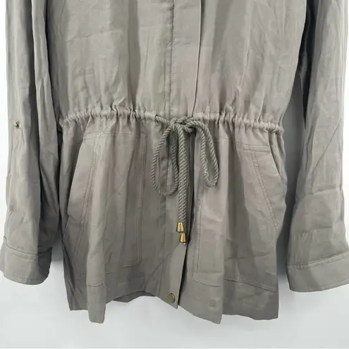 Heartloom NEW Jacket Green Coat Zipper Cinch Anorak Hood Lightweight Large NWOT