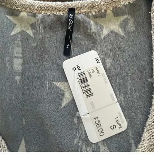 Vocal Apparel American Flag Red White Blue Stars Stripes Taupe Tank Top Womens S