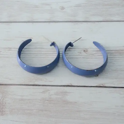 Vintage Stud Earrings Darker Shade of Sky Blue Tone Hoops
