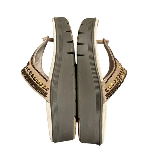 ABEO biosystem brown beaded flip flop, sandals, Mystic women's size 8