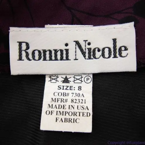 Ronni Nicole vintage plum color floral print short sleeves maxi dress, 8 Purple