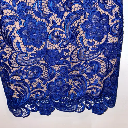 Dress the Population NWOT $198 Cobalt Anna Crochet Lace Sheath Dress S