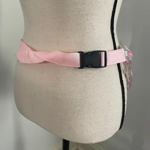 Clear Flamingo Banana Print Fanny Pack Belt Bag Pink Zipper Adjustable Strap Y2K