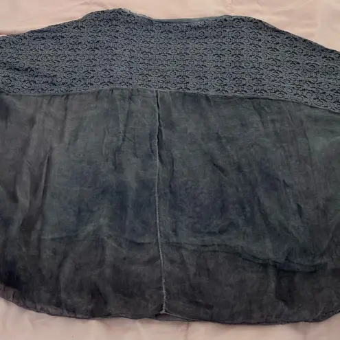 H Trend Made in Italy grey silk 3/4 sleeves blouse, size L boatneck lace lined Gray Size L