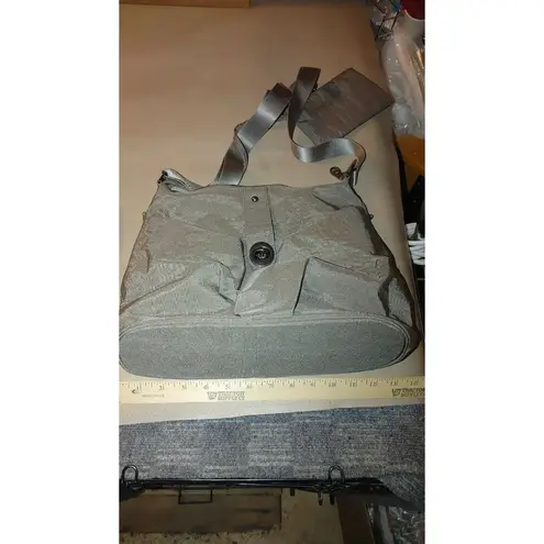 Baggallini Crossbody Bag Silver Nylon Adjustable Strap with Matching Pouch Women