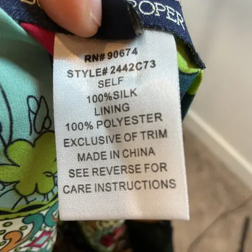 Boston Proper 100% Silk Floral Tunic Top Beaded Embellishment Bohemian Blouse L