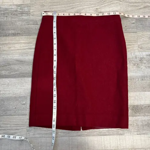 J.Crew  Red Wool Pencil Skirt Lined, Knee Length I8