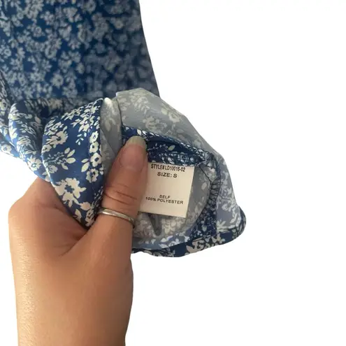 L.I.A Love Is All Women's Size Small Blue Floral Tie Back Satin Slip Dress