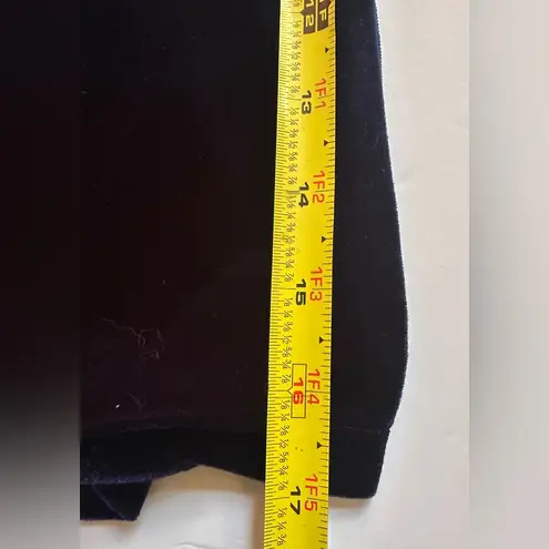 Oscar de la Renta Pink Label Velvet Top Womens Size L Satin Trim Blue Slit Side