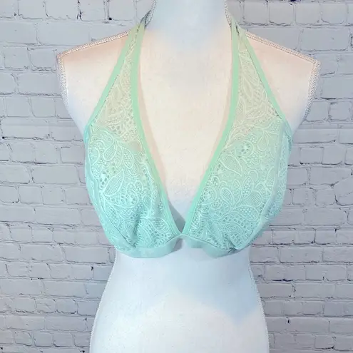 Flirtitude Bralette Lace Halter Pale Green-XL