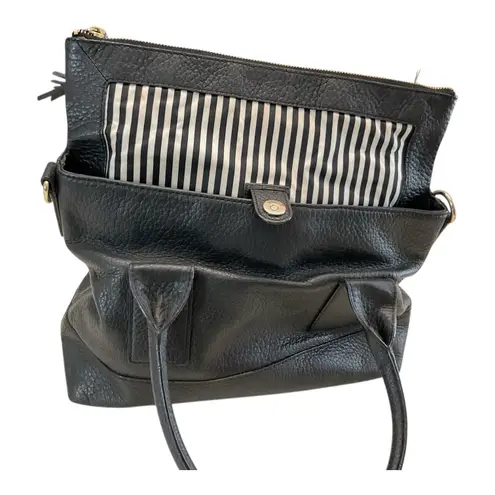 Kate Spade  Black Pebble Leather Satchel Handbag with Tassel Detail