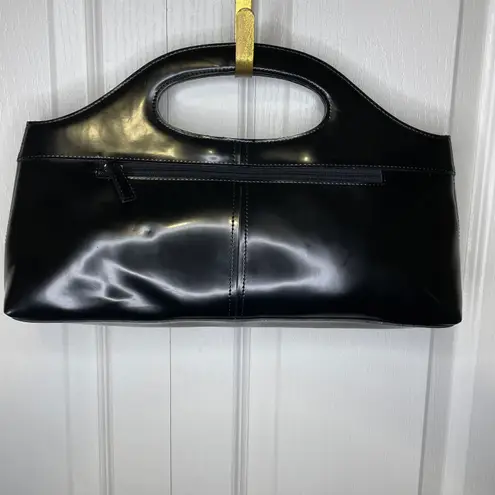 Guess Vintage  Patent Leather Baguette Handbag Clutch Purse Black