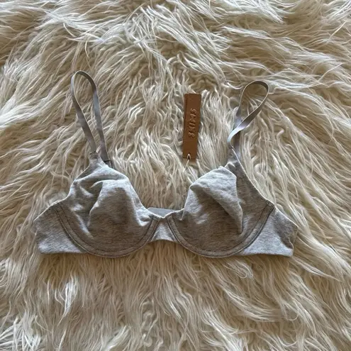 SKIMS Cotton Jersey Bra Light Heather Grey Size 34A