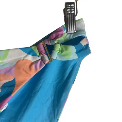 BECCA by Rebecca virtue Becca Emmalyn Blue Multicolor Print Split Side Hipster Bikini Bottoms Size L