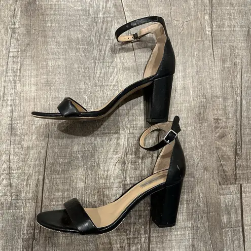 INC International Concepts Kivah Block Heels Open Toe Black Womens Sz 9M