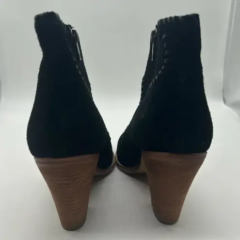 Ivanka Trump Black Suede Western Stitch Block Heel Ankle Boots Zip Size 9