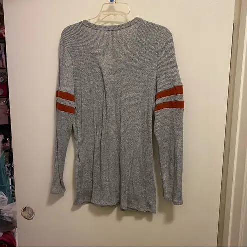 White Birch Womens Gray Cardigan Sweater XL Button Up Varsity Striped Sleeves - Image 5