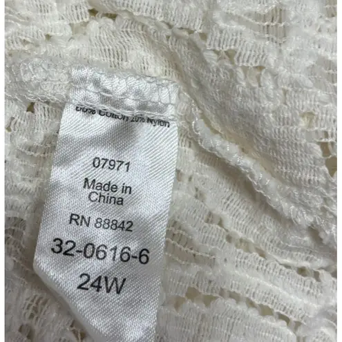 Denim 24/7 lace open cardigan Womens Plus 24W Boho Romantic Coastal Grandma White