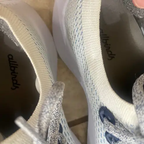 Allbirds Women Wool Runner Sneakers Light Blue White Knit Lace Up Comfort Sz 8