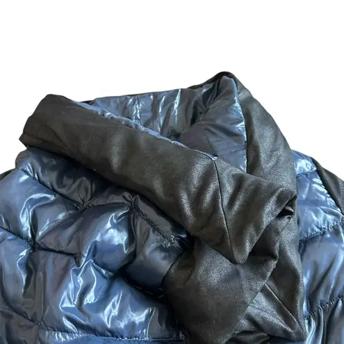 BB Dakota Steve Madden Cecile Puffer Coat Jacket Colorblock Blue Black Med NWOT