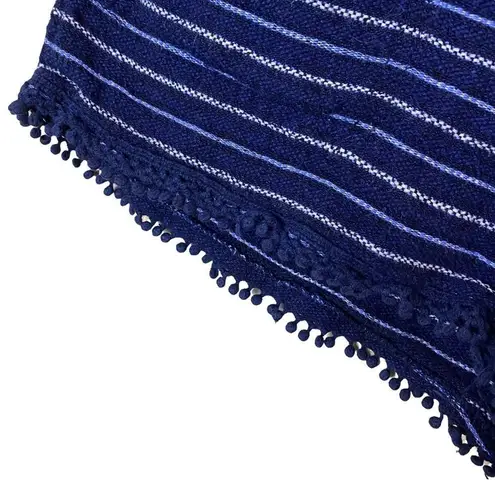 Rewind Boho Beach Linen Blend Shorts w/ Pockets Small Blue