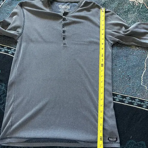 Kenneth Cole Reaction Gray Long Sleeve Tee 1/4 Button SZ XL Relaxed Loose Fit