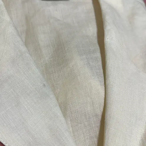 Max Mara linen short sleeve button down shirt blouse yellow cream made in Italy