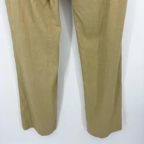Theory  Linen Pants Size 8 Khaki Wide Leg Valens
