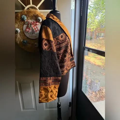 Vintage Flashback cropped embroidered western bolero blazer, size medium Tan