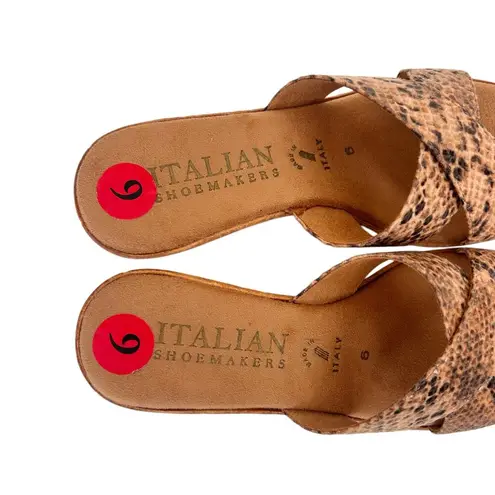 Italian Shoemaker Snakeskin Print Criss Cross Wedges Sz 6 Tan