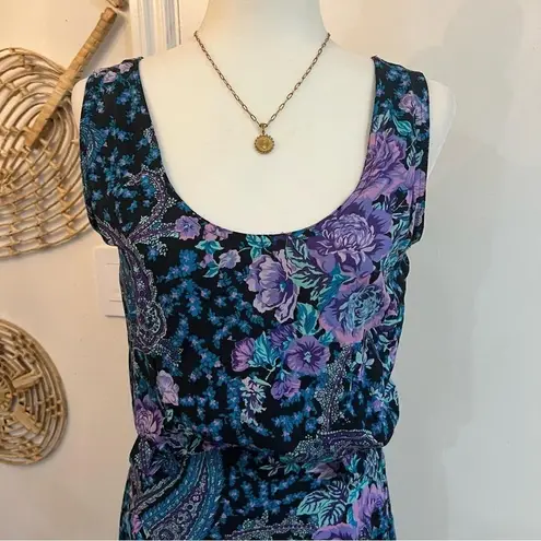 Vintage Benson & Smith Rayon Drop Waist Floral Paisley Boho Cottagecore Dress 9 Blue Size undefined