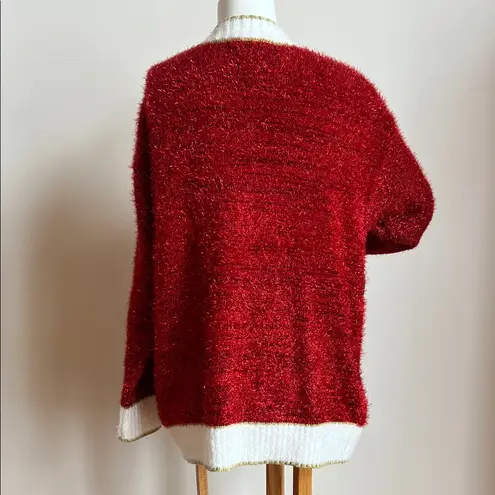Ugly Christmas sweater Cardigan with Candy Cane Design oversized be the present! Red Size M