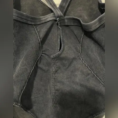 Free People $50 FP Movement Good Karma Thong Bodysuit Washed Black Medium Large