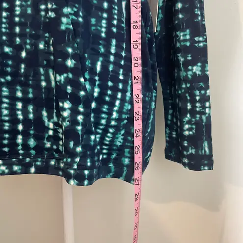 Halston Heritage NWT Halston Studio Blue Teal Tie Dye Long Sleeve Hoodie Hooded Zip Up Jacket New