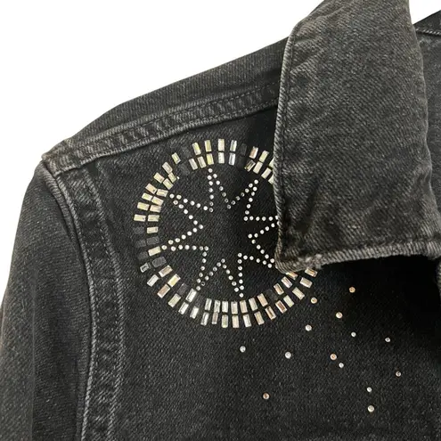 Denim & Co Denim Co. Black embellished denim jacket size 8