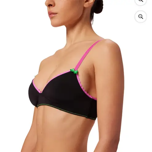 NWT Parade Triangle Bralette & Thong Set Color: Eightball Black Pink Size Small