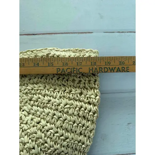 Woven Straw Half Moon Clutch Bag with Square Handle