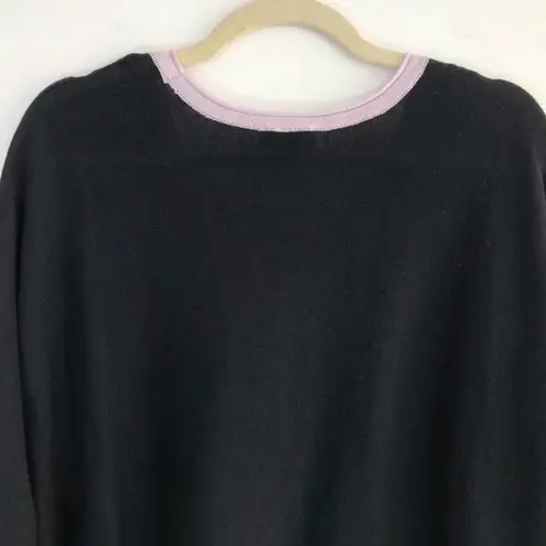 Cloth by Design New Convertible Side Slit Sweater Contrast Trim Black Purple