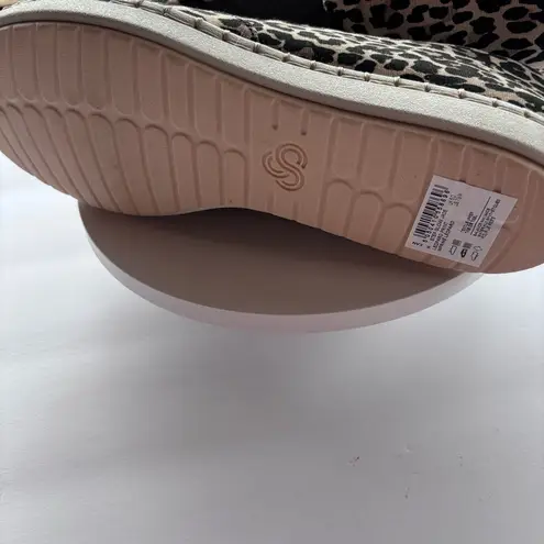 Clarks Cloud Steppers Loafer Shoes Womens Black/Tan Leopard Print Slip On S