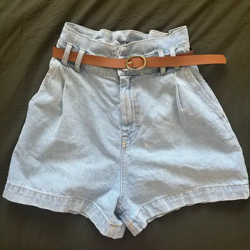 ZARA  // High-waisted Paperbag Denim Shorts