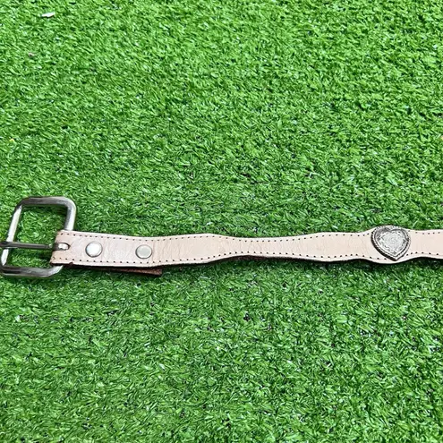 vintage girls western belt one size Leather W/ Hearts Circle Y y2k USA Made Tan