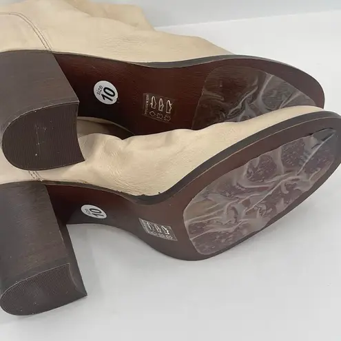 Free People  Elle Boots Size 10 NEW Slouchy Leather Block Heel NWT/Box Beige Boho