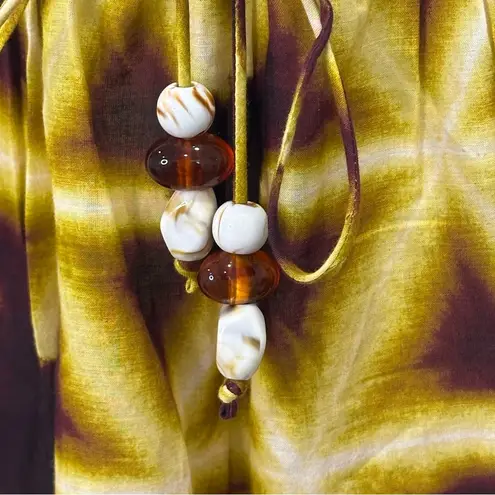 Ulla Johnson Bijou Shorts Tie Dye Sunburst Cotton Beads Brown Yellow Medium Boho